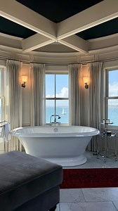 2.7K views · 149 reactions | “The king‑sized bed was cozy, the antique millwork felt reminiscent of another time, and–the pièce de résistance–a spiral staircase leads into the highest section of the mansion’s turret, where a freestanding soaking tub sits surrounded by windows, offering panoramic views of Newport. It was, by any measure, sublime.” - @condenasttraveller on the Turret Suite. | Castle Hill Inn | Facebook