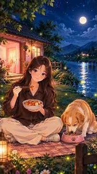 Cozy Anime Night Cooking 🌙🍜 Korean Tteokbokki & Cute Dog | Relaxing ASMR #shorts#shortsfeed