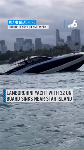 Shocking new video shows the aftermath from a Lamborghini yacht that partially sank over the weekend off Miami Beach and led to more than 30 people needing to be rescued. U.S. Coast Guard officials said the 63-foot luxury boat started taking on water near Monument Island and Star Island. The boat was carrying 32 people who were rescued. More details: http://on.nbc6.com/8KDjvDD #lamborghini #boat #miamibeach #rescue | NBC 6