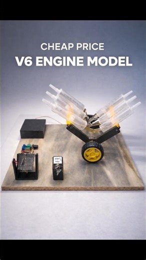 V6 Engine Model with DC Motor |#youtubeshorts #dcgearmotor #dcmotor #diy #tech