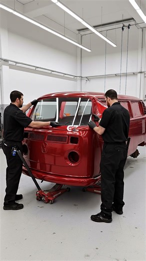 VINTAGE REVIVAL: Final Assembly and Reveal of the Iconic Red VW Bus! 🚌✨