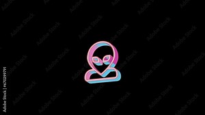 Bright user alien icon is jumping merrily. Retro style. Alpha channel black. Looped from frame 120 to 240, Alpha BW at the end Stock Video