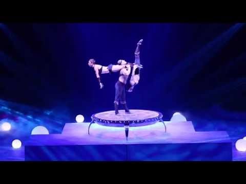 Acrobatic trio, statues act.