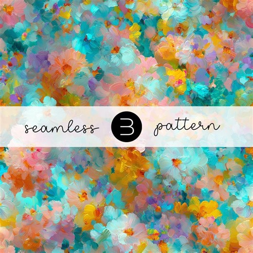 Bright Turquoise Floral Seamless Pattern - Colorful Summer Garden Flower Design - Etsy