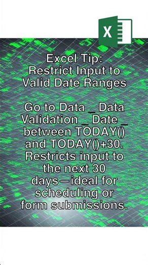 Only Allow Dates in a Range! #excel #validation