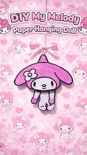 Turning Paper Into a My Melody Hanging Doll 💗🎀 | DIY Paper Craft #shorts