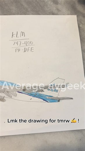 KLM 747-400 drawing #aviation #airplane #art #747 #klmroyaldutchairlines