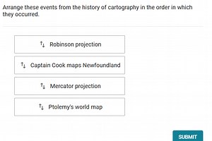 Arrange these events from the history of cartography in the ord... | Filo