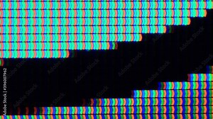 Working pixels in the monitor, TV, with a video playback close-up