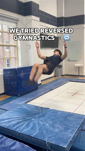 REVERSED GYMNASTICS is NUF (fun) 😂🔁 #gymnast #reversed #flips #athlete #sports