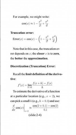 NA002: Truncation and Discretization Errors(Taylor Remainder, Finite Difference)