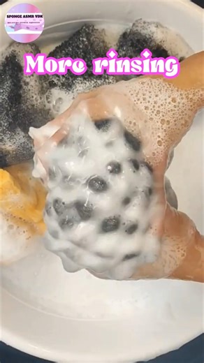 ASMR 🫧 More sudsy rinsing🫧Rinsing only compilation 🧽 #shorts #asmrsponge #spongesqueezing