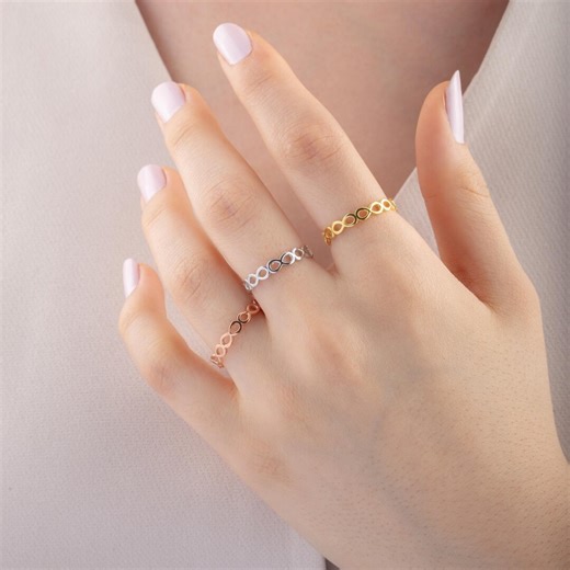 Solid Gold Infinity Band Ring | Minimal Eternity Full Circle Ring | Dainty Stacking Wedding Gift for Her | Minimal Dainty Stackable Ring - Etsy