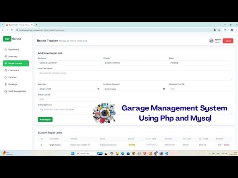 Garage Management System Using Php and MySQL With Source code