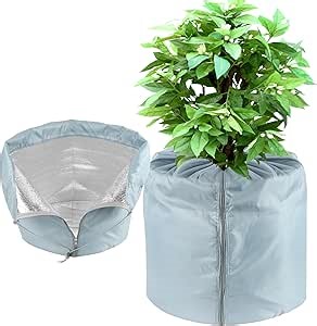 2-Pack Plant Pot Covers for Winter Freeze Protection - 18" x 20" Frost Protection Cover for Outdoor Plants & Shrubs (Silver)
