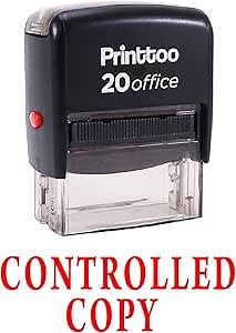 Printtoo Controlled Copy Self Inking Rubber Stamp Office Stationary Custom Stamp-Red