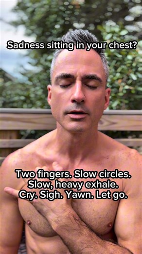 204K views · 1.6K reactions | Ever feel grief sit in your chest? Your body can hold emotion in muscle and fascia as protection. Two fingers + slow circles + long exhale = release. If you sigh, yawn, tear up, or feel your breath drop — that’s your nervous system letting go. Save this for when life feels heavy 懶 #somatichealing #nervoussystemreset #emotionalrelease #griefsupport #breathwork #mindbodyconnection | Jeremiah Jimerson | Facebook