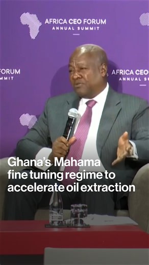 "Anybody who has any assets should be pumping like there’s no tomorrow” Ghana is encouraging investors to get the country’s crude out of the ground as the world moves towards decarbonization, President John Mahama told Jennifer Zabasajja at the Africa CEO Forum bloom.bg/3RYBwYx | Bloomberg Television | Facebook