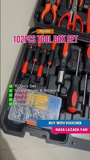 REAIM 102pcs Tools Set Household Tool box Hardware Hand Tools screwdriver wrench pliers