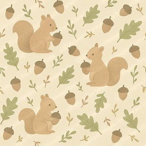 Squirrel and Acorn Seamless Pattern – Autumn Woodland Digital Paper (JPG & PNG) - Etsy