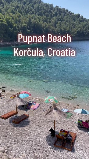 Save this post for when you’re planning your trip to Croatia. 🇭🇷 Croatia has some of the most beautiful beaches. We were only going to stop to take a look and ended up spending the day. Pupnat beach is a pebble beach with crystal clear water in the bay of Pupnatska Luka situated about 25 minutes away from Korcula Town. Tips for visiting Pupnat beach: ■ The drive down to Pupnat beach is a windy paved road with paid parking at the end. ■ The beaches get busy so get there early. ■ It is paid park