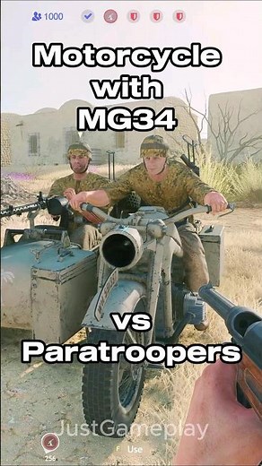Motorcycle With MG34 vs Paratroopers