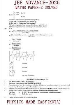 Jee advance-2025 maths solved paper- 2; binomial`s theorem; logarithms exponents; rolle's theorem;