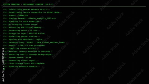 Futuristic System Boot Sequence Animation – Green Tech Terminal UI Loading Screen.