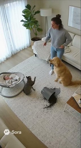 Cat Blames Dog🥰😍 #dog #cat #shorts