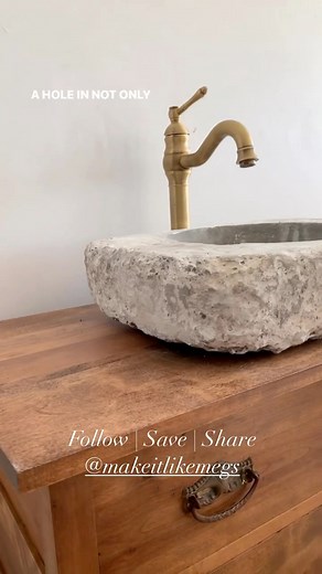 Making a Concrete Sink ✨Can you believe this is a sink!? It really worked!!I had a vision, a couple of bags of concrete and this is what I made! I’m literally in awe at the sink paired with the vintage dresser I restored and the brass faucet 😍The next step is to drill a hole for the drain ( since the sink I made with the hole cracked and broke) and then drill holes in the dresser to hook up the plumbing. Click that follow button to see it become a functioning vanity! #howtovideo #furnitureflip 