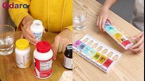 Weekly Pill Organizer 2 Times A Day Am Pm with Easy Push Button,7 Day Large Daily Pill Box Organizer to Hold Vitamin, Fish Oil, Supplements and Medicine (Color) (with AM PM)