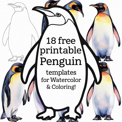 18 Free Printable Penguin Templates for Watercolor & Coloring Fun! - Artsydee - Drawing, Painting, Craft & Creativity