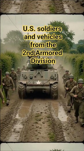 U.S. soldiers and vehicles from the 2nd Armored Division #ww2 #history #shorts