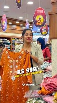₹999/- only for 3-piece party wear churidar sets at Maharani Wedding Collections!