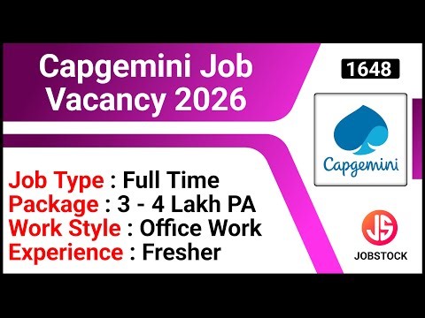 Capgemini Job Vacancy 2026 | Job For Fresher | Full Time Jobs | Network Engineer Jobs