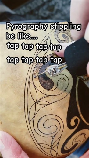 Pyrography stippling gourd art