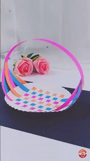DIY Paper Plate Basket | Easy Craft for Kids Using Colored Paper | KidiesTime7 #diy #craft