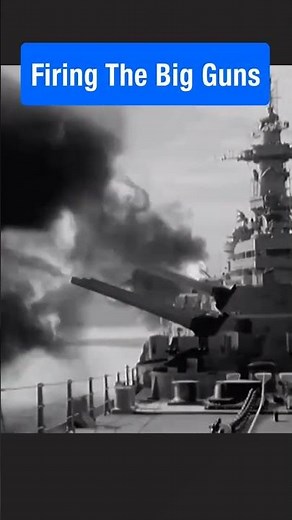 Battleship New Jersey firing her massive 16-inch guns, these weapon approximate range of 23 miles.
