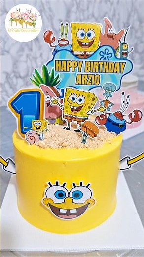 I Made the CUTEST SpongeBob Birthday Cake Ever #shorts #SpongeBobCake #BirthdayCake #CakeDecorating