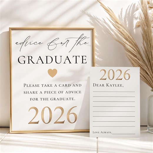 Editable Graduation Advice Sign • 2026 Senior Party Table Game • Printable Advice Cards for Graduate • Canva Template Download - Etsy