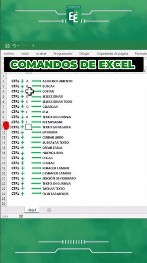 Comandos de excel #excel #aprendeexcel #exceltips