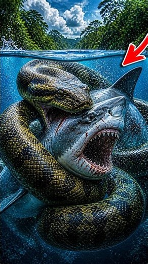 Snake vs Shark… Who Wins? 😨🐍🦈