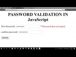 Password validation in Javascript in hindi | Check length and confirm password in Javascript 2017