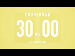 30 Minute Countdown Timer ⏳ Flip Clock with Piano Beeps 🎹🟡