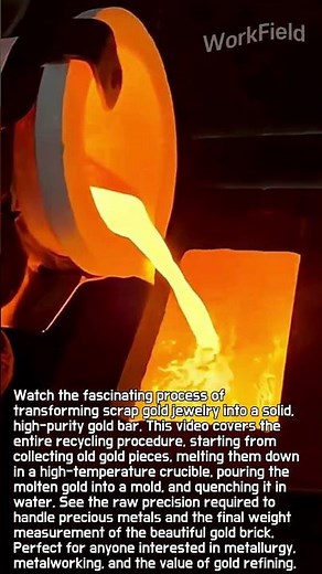How Gold Jewelry is Melted into a Solid Bar #worker #process #gold #melting #recycling