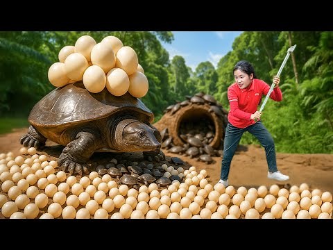 Harvesting Hundreds of Giant Softshell Turtle Eggs BRUTALLY Fast in Jungle | Jolie Daily Life