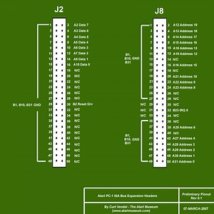 Atari PC1 ISA expansion adapter - J2 & J8 pinout