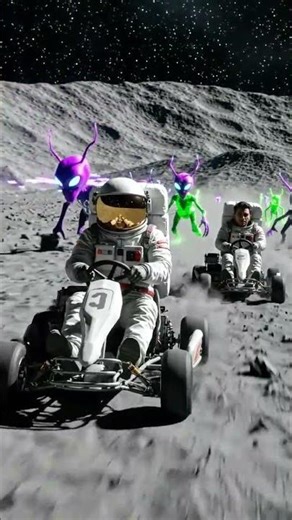 Moon Road Trip With Alien #MoonAdventure#AlienEncounter#SpaceVibes#MoonDrive