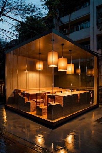 Beautiful and poetic coffee shop with prefabricated steel frame structure #coffee #shorts #rec