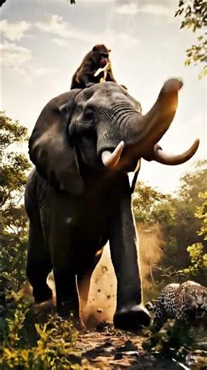Brave Elephant Saves Monkey from Leopard (4K HDR) #Wildlife #AnimalRescue